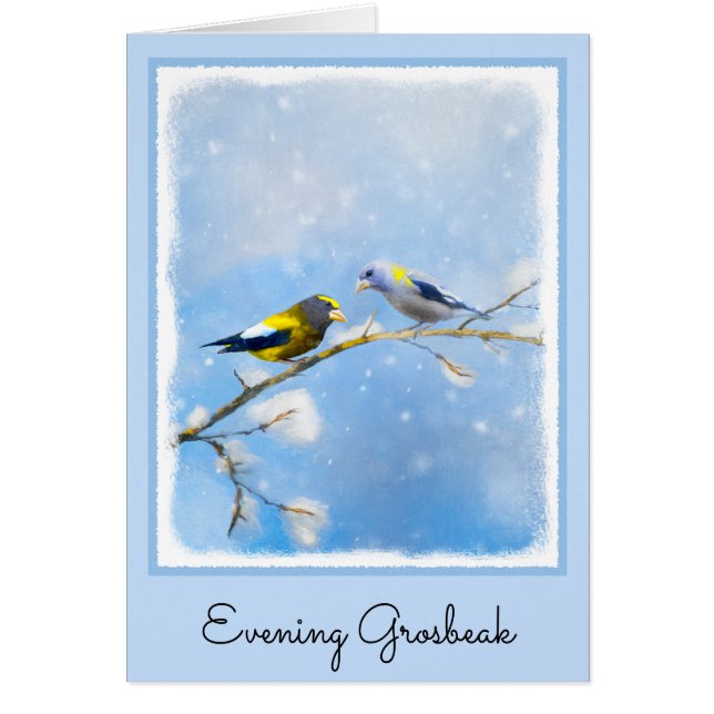 Soirée Grosbeak Peinture - Cute Original Chien Art (Devant)