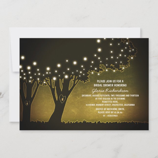 soirée jaune arbres romantique invitation douche n (Devant)