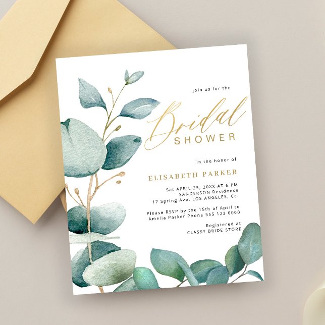 Soirée nuptiale budget eucalyptus élégante invitat (Créateur téléchargé)