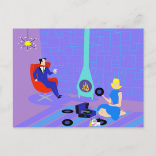 Soirée rétro à la maison Carte postale