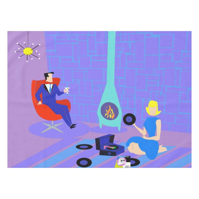 Soirée rétro à la maison nappe (Devant (Horizontal))