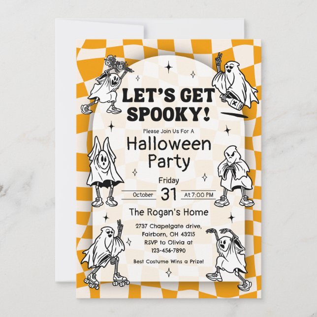 Soirée Rétro Fun Halloween : Invitation à une Fête (Devant)