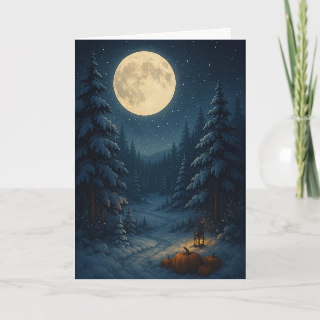 Soirée silencieuse sous la lune - Carte de Noël co (Devant)