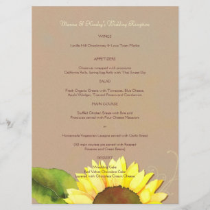 Soirée Tournesol tendance Accueil Dîner Menu
