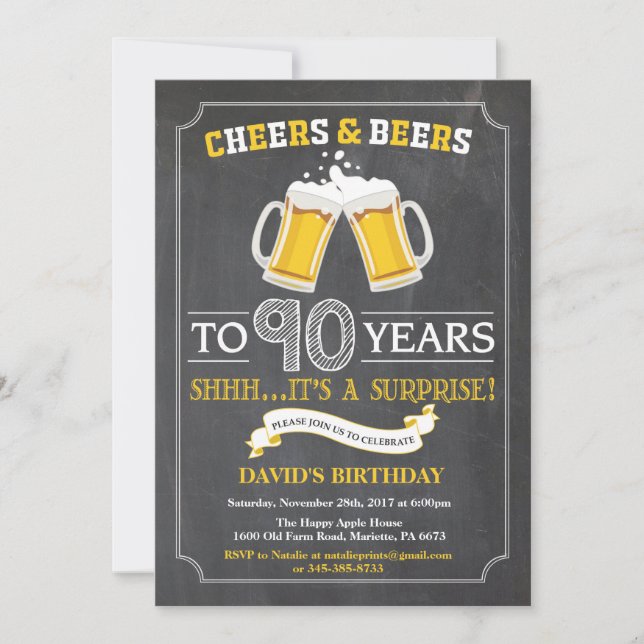 Soirées et bières 90e Anniversaire Carte d'invitat (Devant)