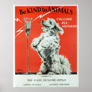 Sois gentil avec les animaux - Poster vintage