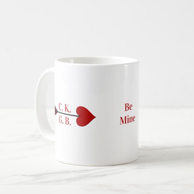 Sois Mien ! Tasse de Café avec Initiales et Flèche (Devant gauche)