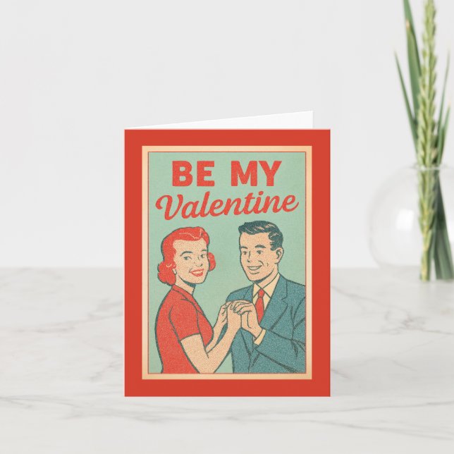 Sois mon Valentin Retro Carte de vœux (Devant)