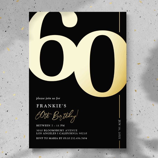Soixante 60e anniversaire fête Foil Invitation (Créateur téléchargé)