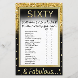 Soixante Anniversaire Jamais ou jamais Jeu