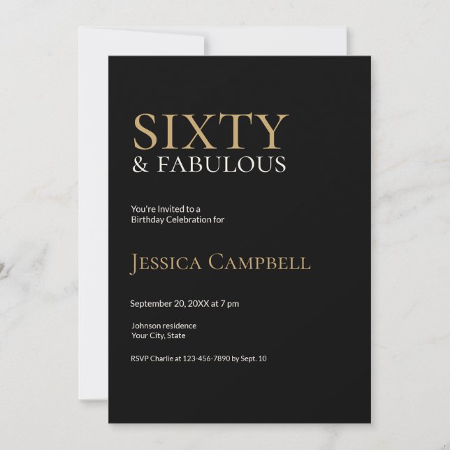 Soixante ans et fabuleux Invitation d'anniversaire (Devant)