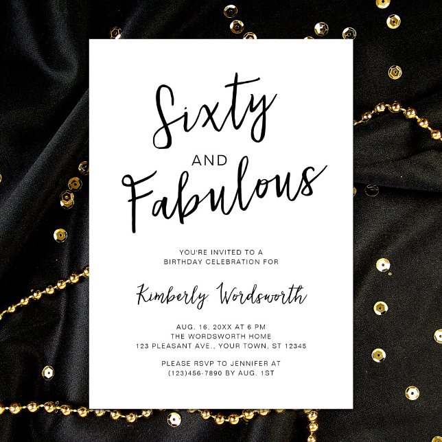 Soixante ans et Fabuleux Texte Invitation 60ème An (Créateur téléchargé)