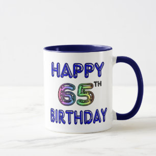 Soixante-cinquième tasse heureuse d'anniversaire