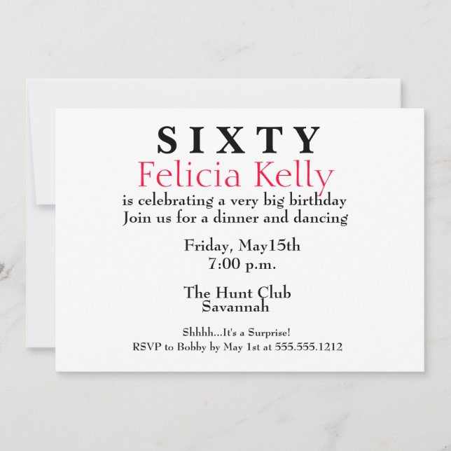 Soixante-dix Anniversaire Invitation (Devant)