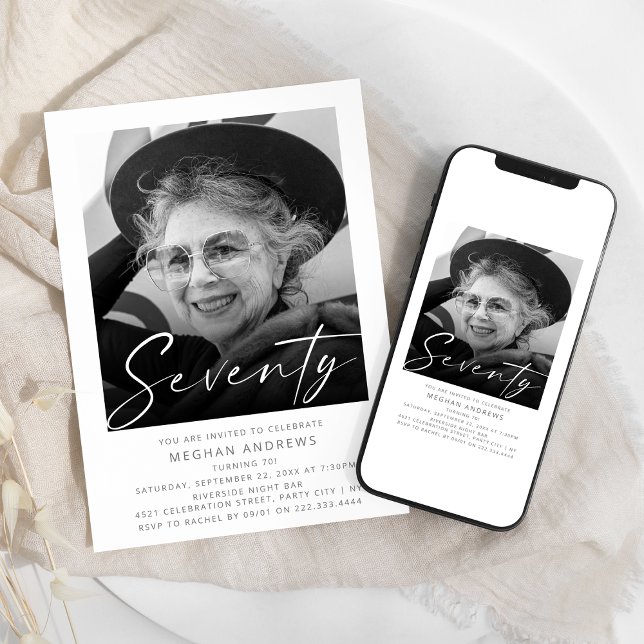 Soixante-dix Photo moderne Invitation fête d'anniv (Créateur téléchargé)