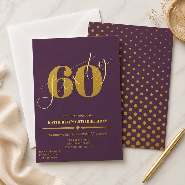 Soixante Élégante Invitation d'anniversaire 60 ans (Créateur téléchargé)
