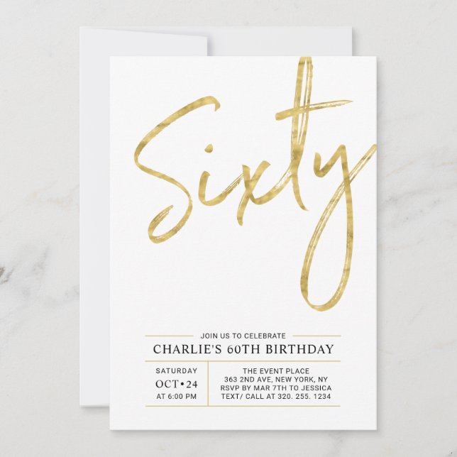 Soixante | Invitation de fête d'anniversaire 60 an (Devant)