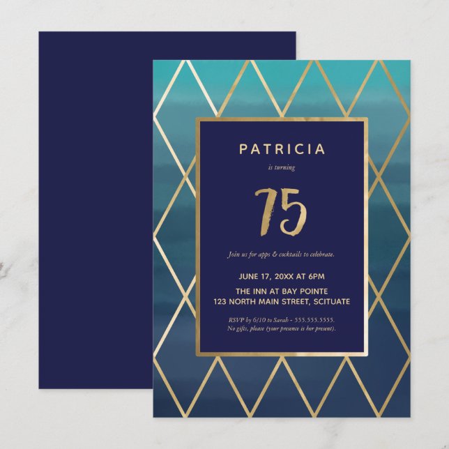 soixante-quinzième Invitation d'anniversaire - (Devant / Derrière)