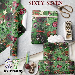 Soixante-Sept Branché  Papier Cadeau I Chanceux 67