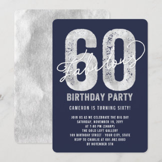 Soixante soixantième invitations fabuleux argenté