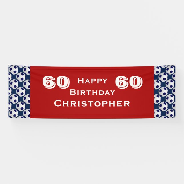 soixantième Bannière de ballon de football de fête (Horizontal)