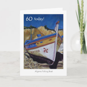 soixantième Carte d'anniversaire - bateau de pêche