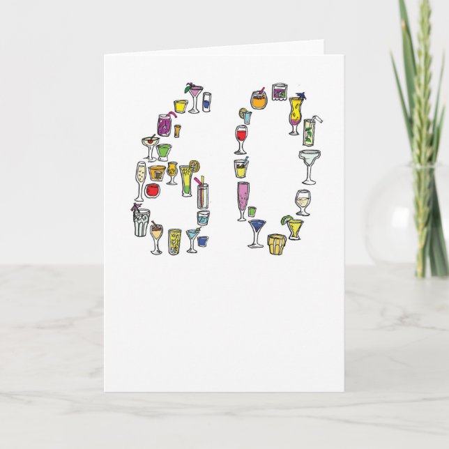 soixantième carte d'anniversaire, cocktails (Devant)