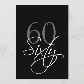 Soixantième invitation d'anniversaire de gris noir