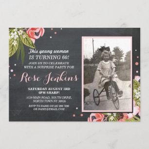 soixantième Invitation floral de photo de rose de