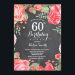 Soixantième invitation florale rouge botanique<br><div class="desc">Soixantième invitation florale rouge botanique d'anniversaire. Invitation rose florale d'anniversaire de pivoines pour des femmes. Fleur florale d'aquarelle. Fleurs élégantes de rose et de pivoine de rose. Anniversaire adulte. Arrière - plan de tableau. Noir et blanc. 13ème 15ème 16ème 18ème 20ème 21ème 30ème quarantième cinquantième soixantième soixante-dixième quatre-vingtième quatre-vingt-dixième 100th,...</div>