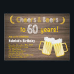 Soixantième invitation rustique d'anniversaire<br><div class="desc">Soixantième invitation rustique d'anniversaire d'acclamations et de bières. Anniversaire adulte. Anniversaire de bière pour les hommes. Arrière - plan en bois rustique. Cru de pays rétro. Pour davantage de personnalisation,  cliquez sur svp la "personnaliser il" bouton et utilisez notre outil de conception pour modifier ce modèle.</div>