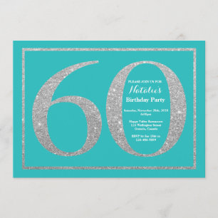 soixantième Invitation Teal d'anniversaire et
