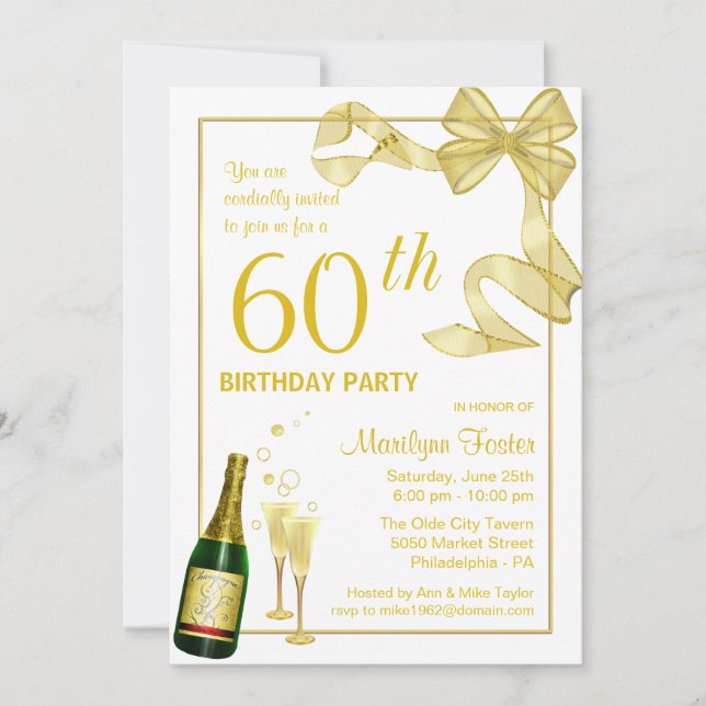 Soixantième invitations customisées de fête (Devant)