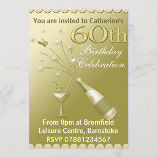 soixantième Invitations de fête d'anniversaire -