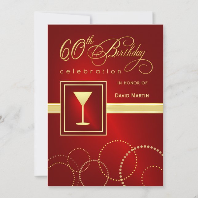 soixantième Invitations de fête d'anniversaire - (Devant)