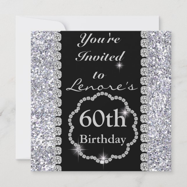 soixantième Noir d'anniversaire et invitation (Devant)