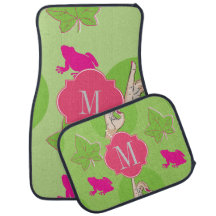 Tapis girly de voiture de rose et de vert