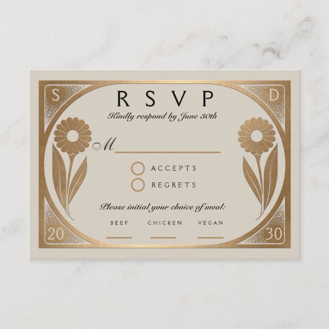 SOLARA I : Carte RSVP de mariage (Devant)