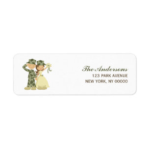 Soldat et épouse Mariage Adresse Étiquettes de ret