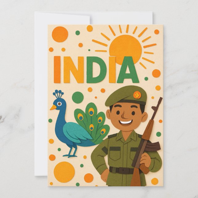 Soldat indien avec carte Peacock (Devant)