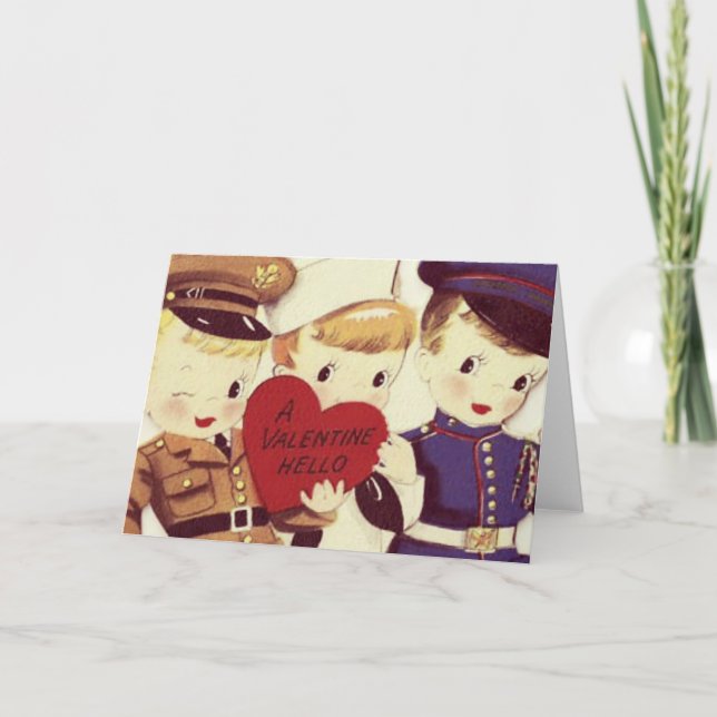 Soldier Boys Valentine Bonjour Carte Vintage (Devant)