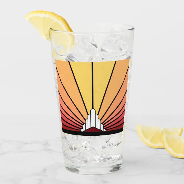 Soleil Art déco à l'aube Coupe de verre (Devant glace)