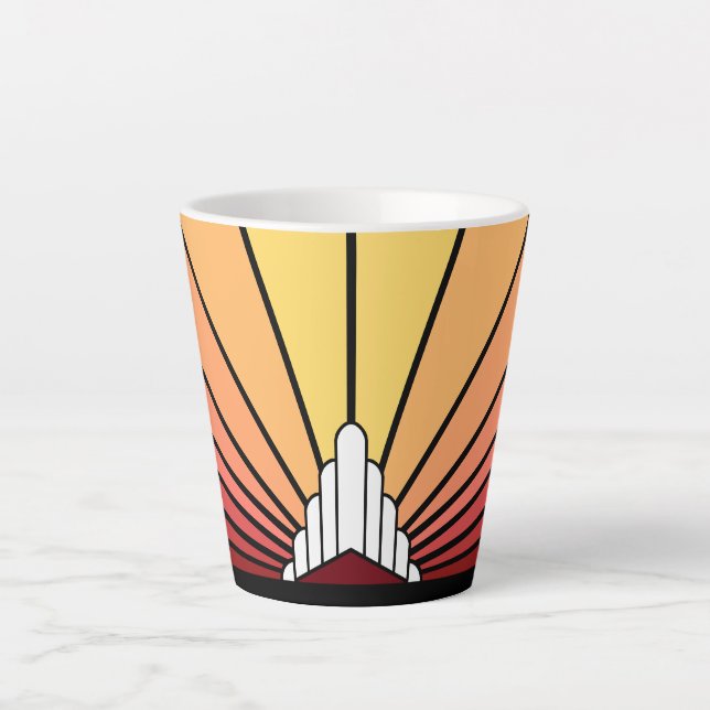 Soleil Art déco à l'aube Latte Mug (Devant)