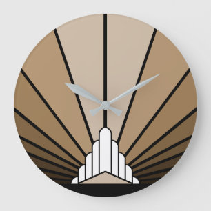 Soleil Art déco dans une horloge murale tan