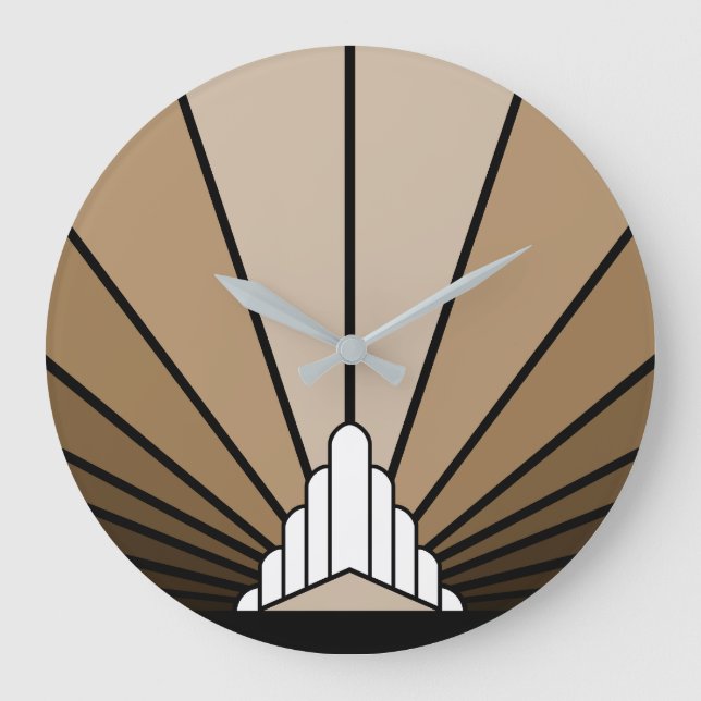 Soleil Art déco dans une horloge murale tan (Recto)