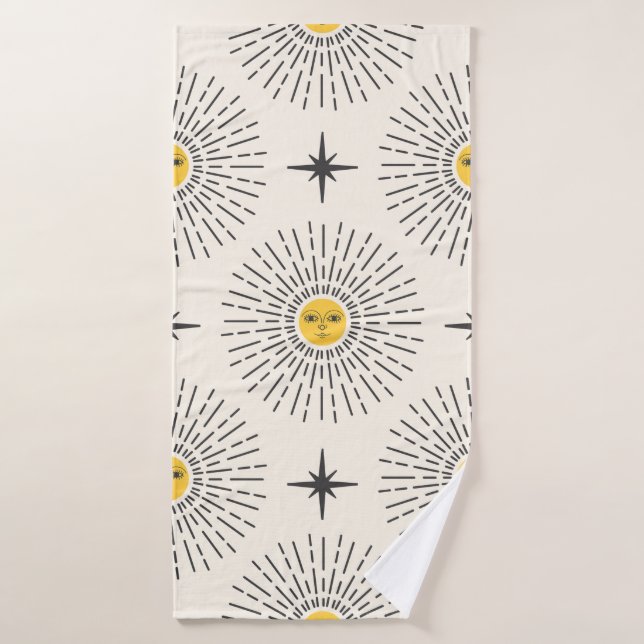 Soleil avec Motif céleste sans joint (Serviette de bain)