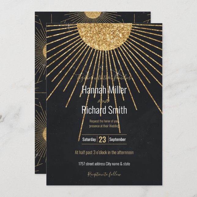 Soleil brillant d'or noir moderne (Devant / Derrière)