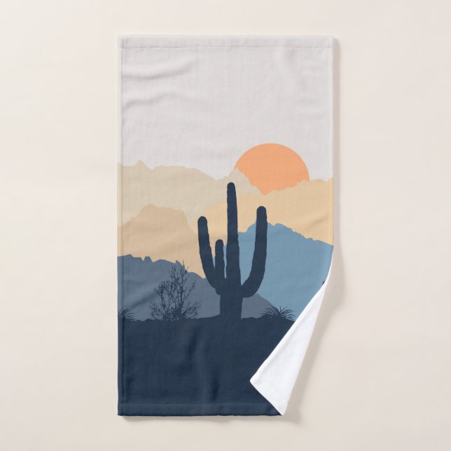 Soleil désert bleu et beige (Serviette à main)