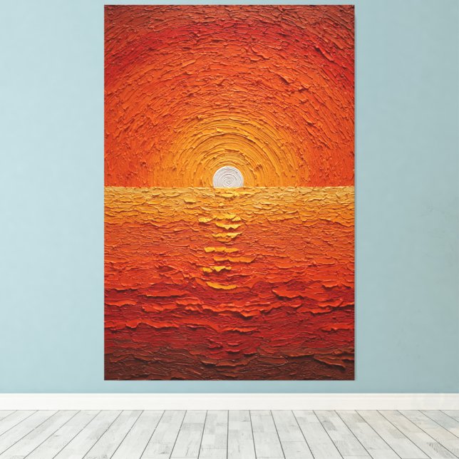 Soleil doré sur l'horizon océanique Art mural abst (Insitu (Plancher de Bois))