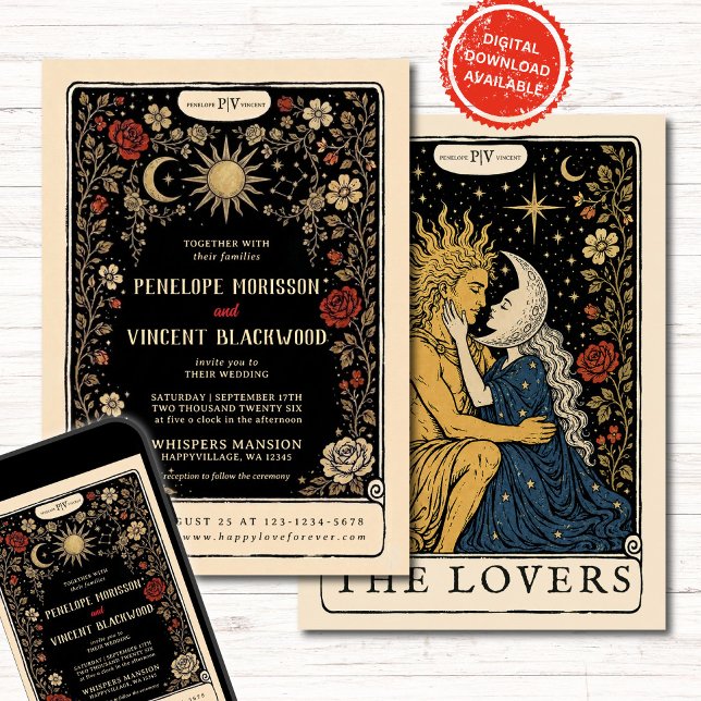Soleil et Lune | Invitation de Mariage Tarot (Créateur téléchargé)